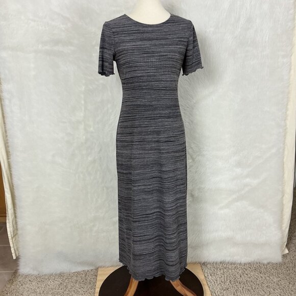 Reformation Jeans Perry Ribbed Knit Gray Space Dye Short Sleeve T-Shirt Dress L - Picture 1 of 7
